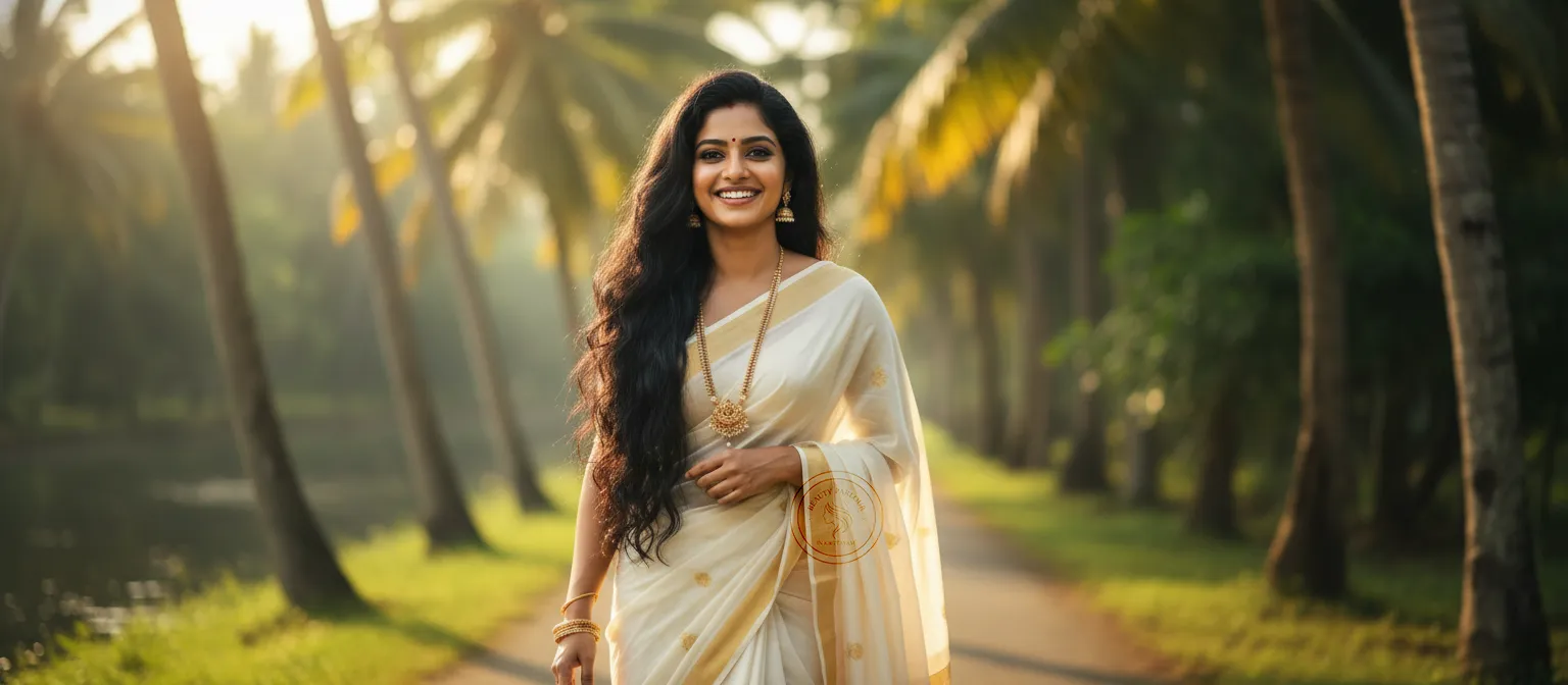 Kerala woman with long shiny black hair