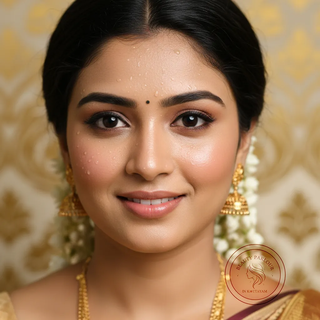 Dewy skin-first bridal makeup close-up