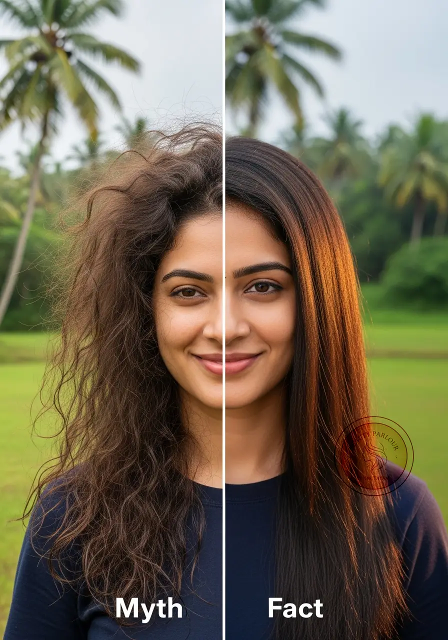 Before-and-after of frizzy hair