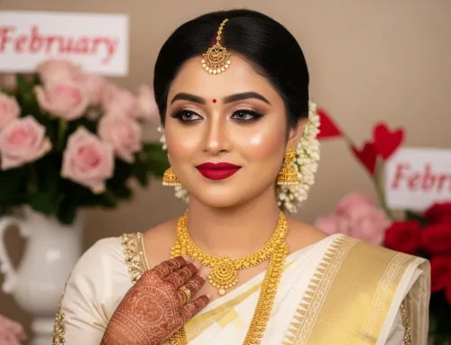 February Bridal Makeup – Soft Glam, Cherry Red Lips & Dewy Perfection for Kottayam’s 2026 Wedding Season